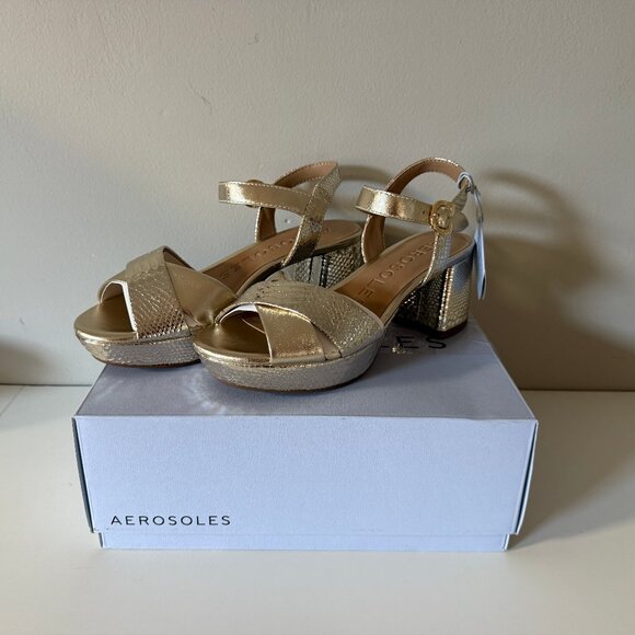 NIB Aerosoles Cosmos Soft Gold Leather 7.5 M - Picture 1 of 8
